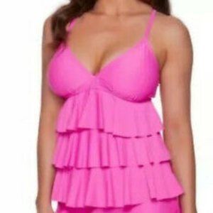 NWT Catalina Tiered Front Tie Back Tankini Top S